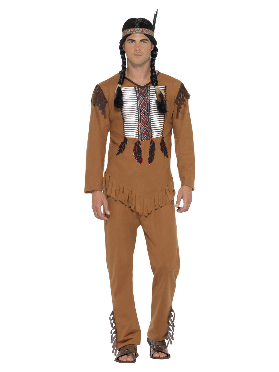 Native American Inspired Warrior Costume, Brown - 1