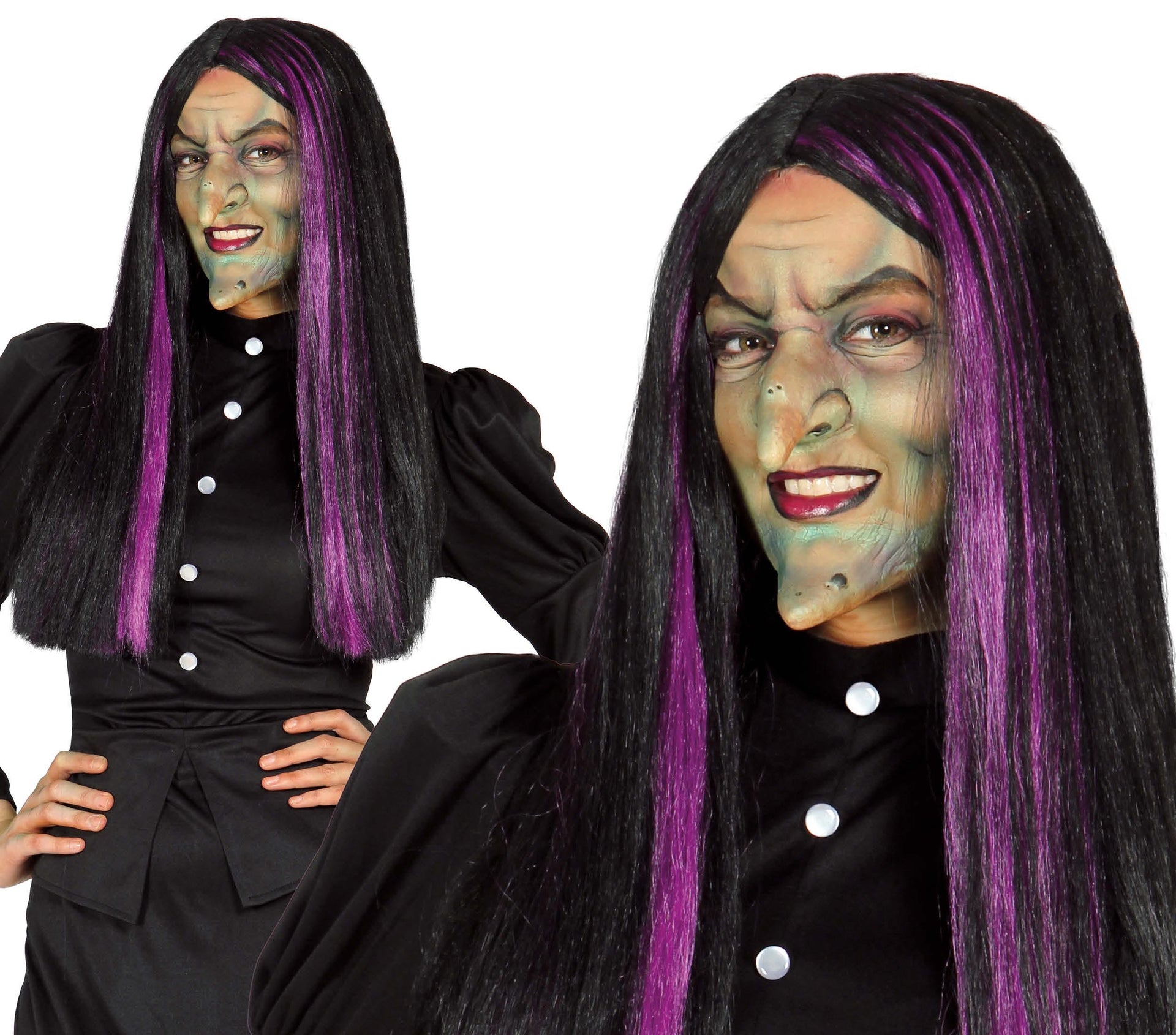 WITCH WIG WITH PURPLE STREAKS