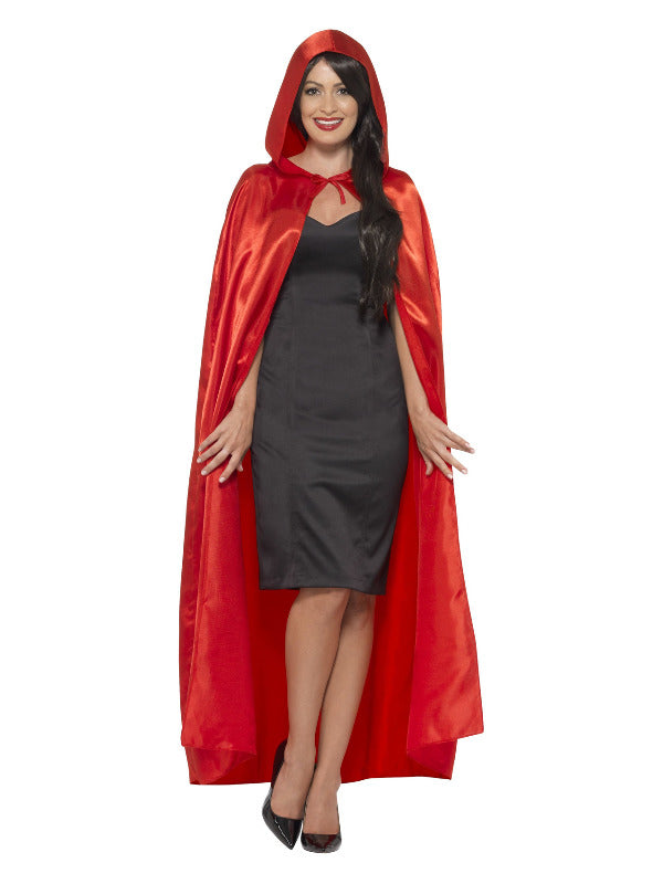 Satin Hooded Cape, Red - 2