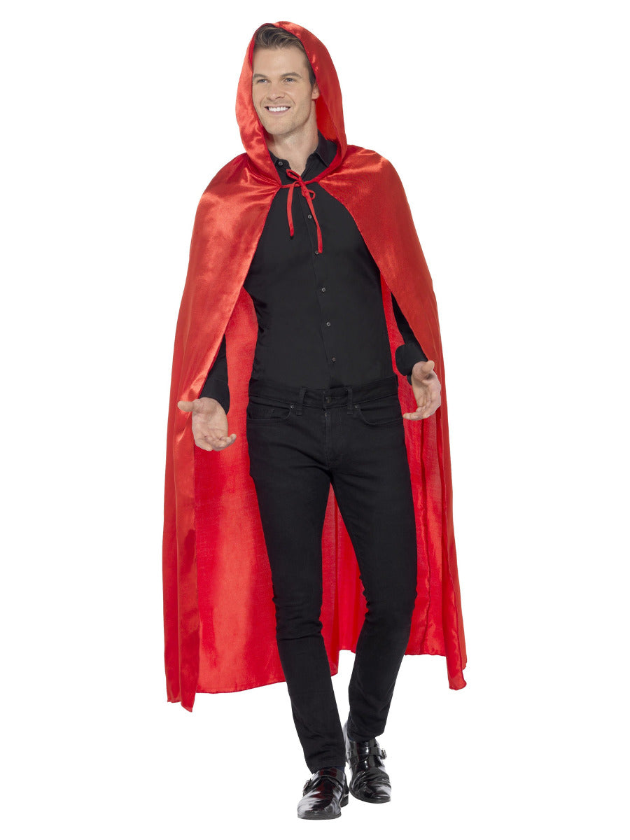 Satin Hooded Cape, Red - 4