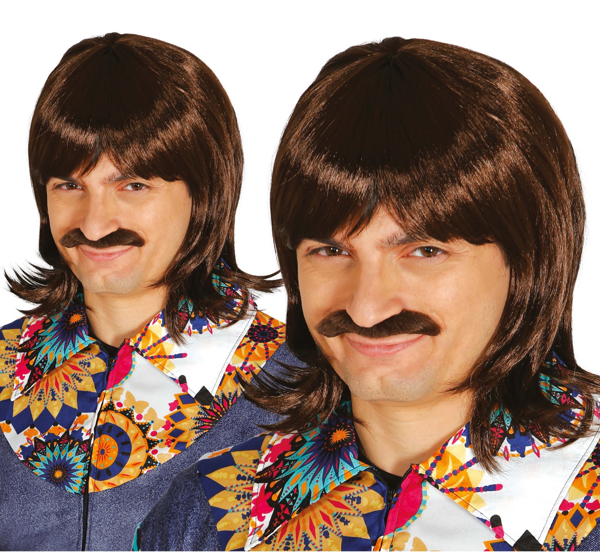 BROWN WIG WITH MOUSTACHE