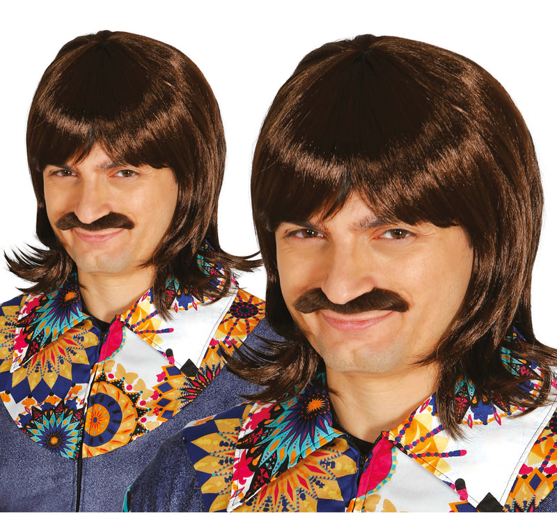 BROWN WIG WITH MOUSTACHE