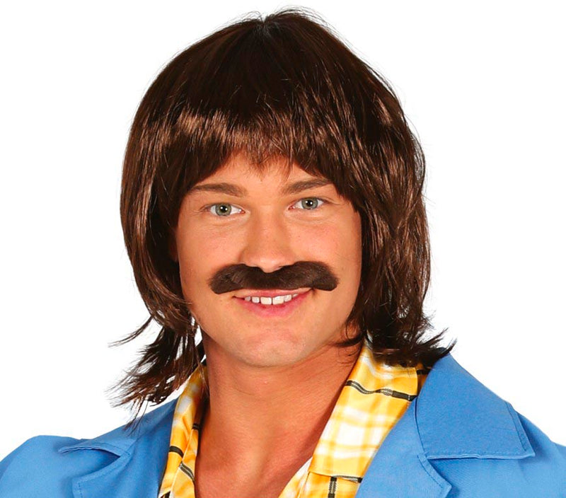 BROWN WIG WITH MOUSTACHE