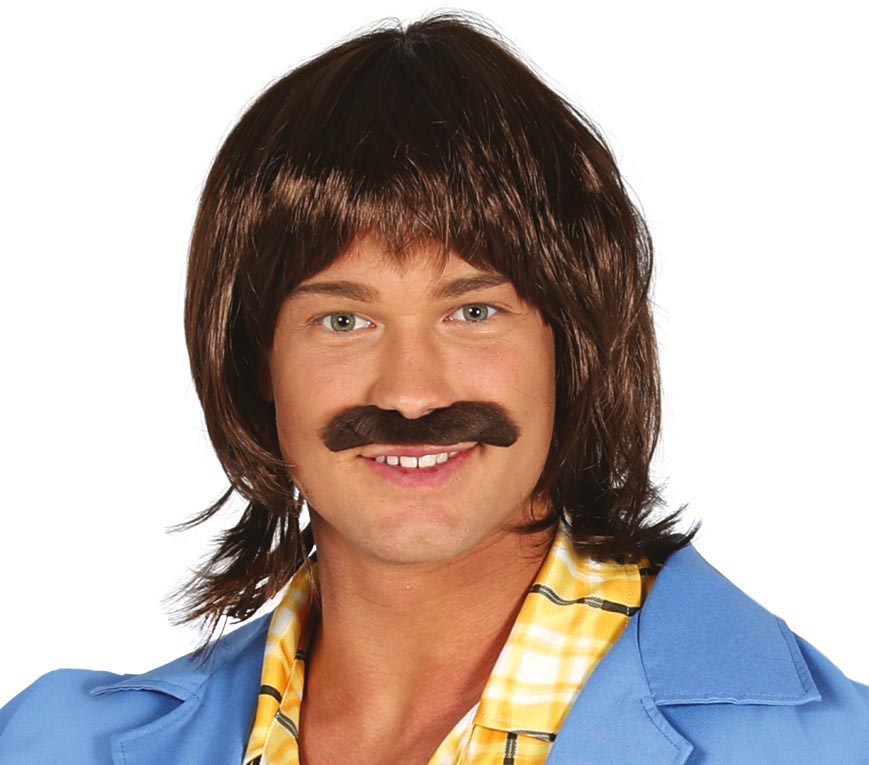 BROWN WIG WITH MOUSTACHE