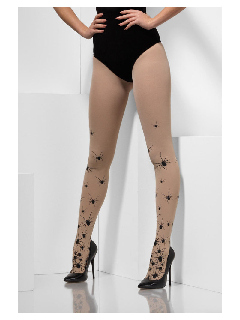 Opaque Tights with Spiders, Nude & Black - 1