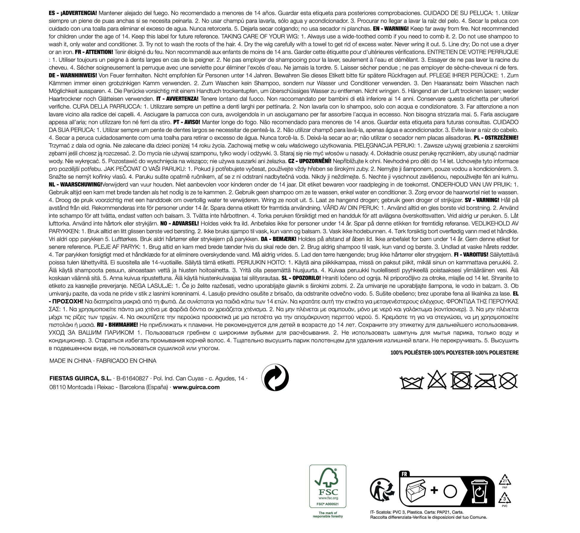 EXTRA KING OF ROCK AND ROLL WIG EN BOLSA