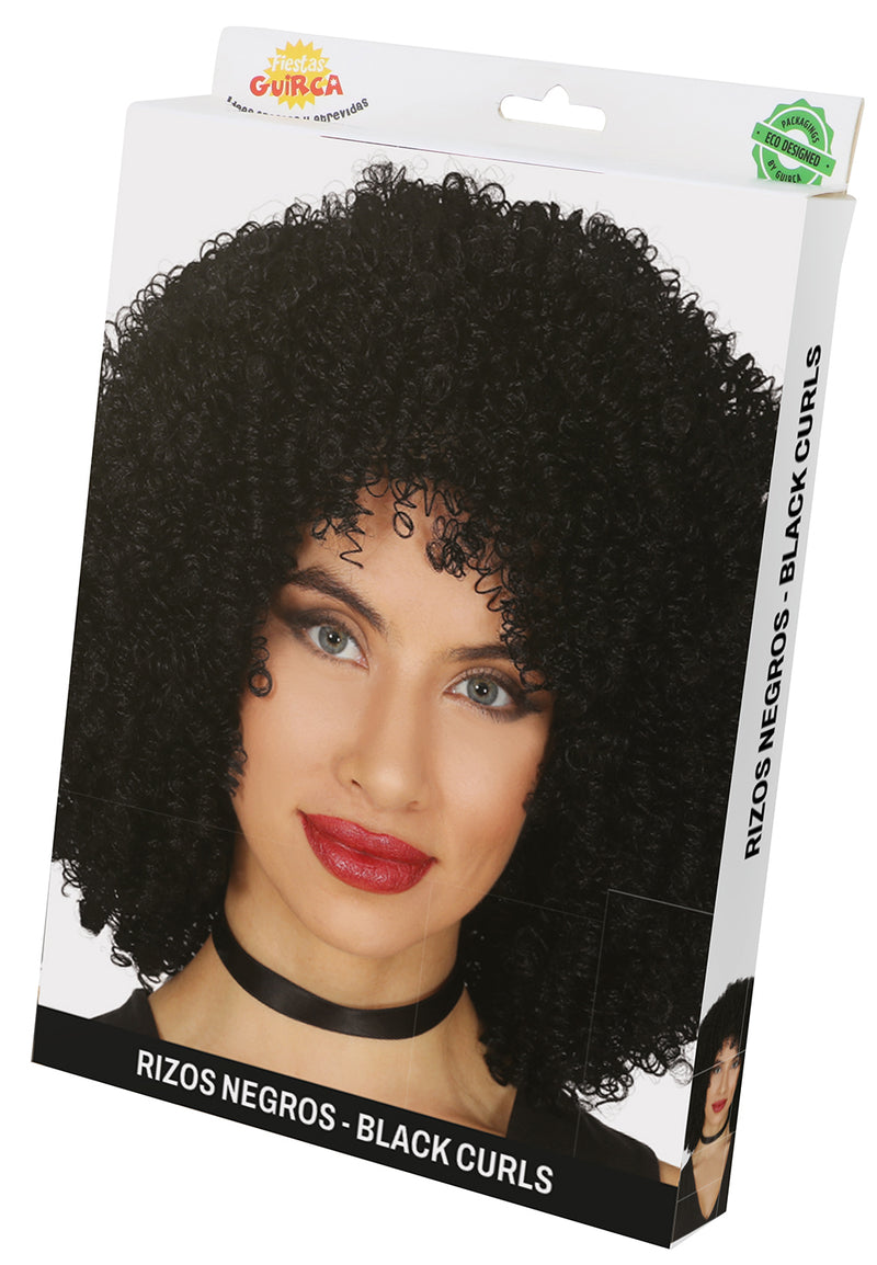 BLACK CURLY WIG  (BOX IN CONTAINER)