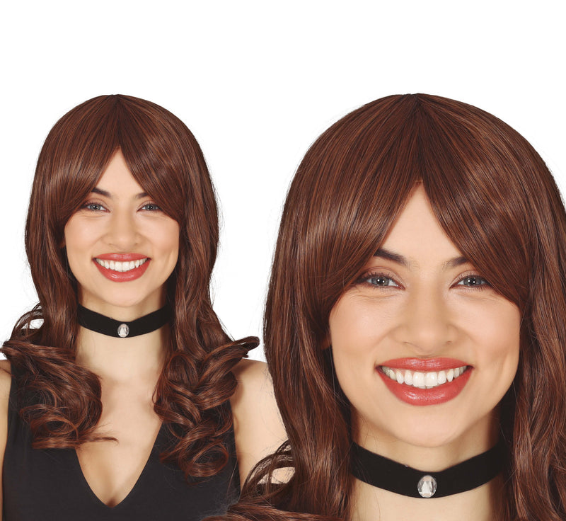 BROWN LONG WIG  (BOX IN CONTAINER)