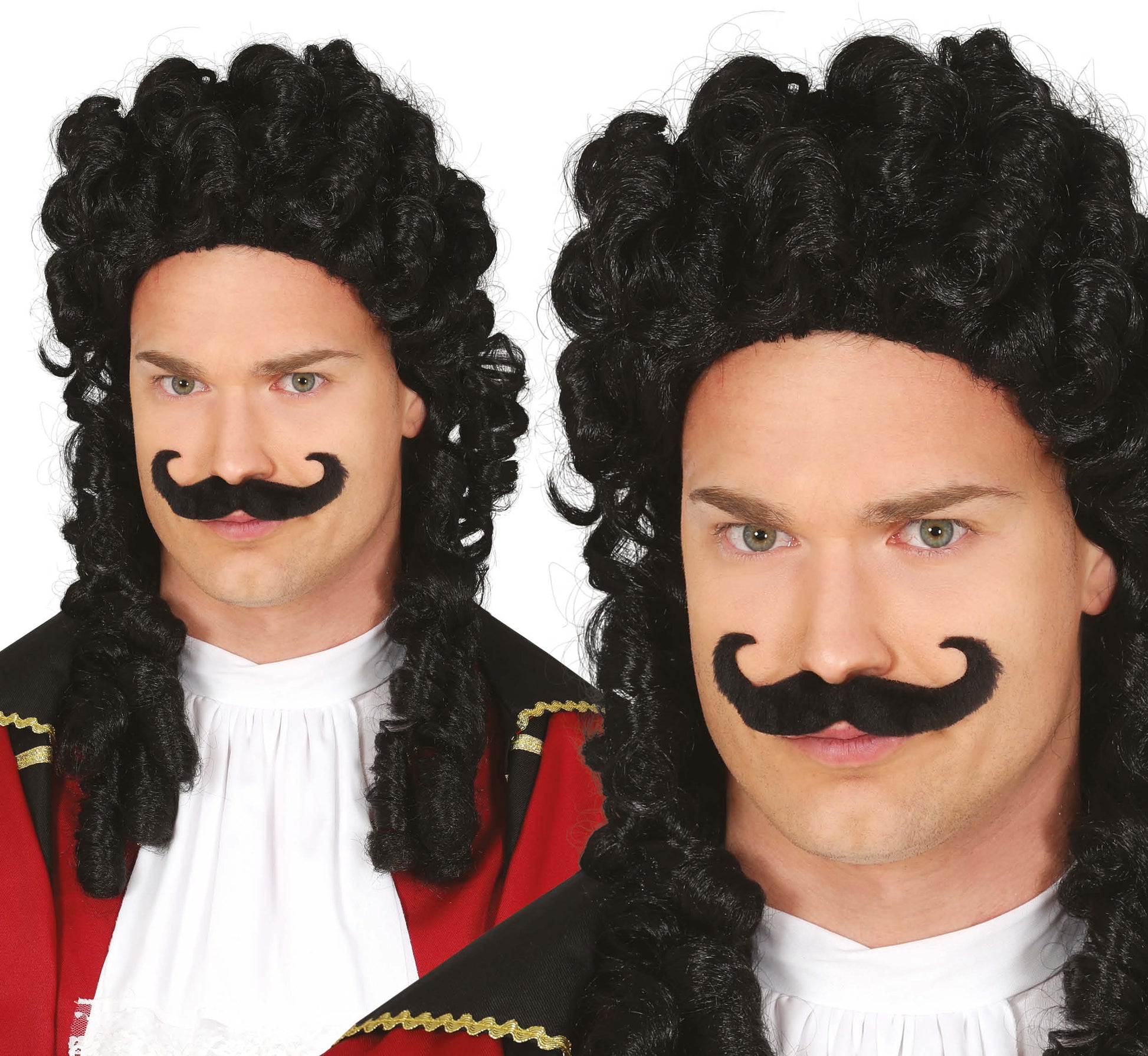 PIRATE CAPTAIN WITH MOUSTACHE WIG  (BOX