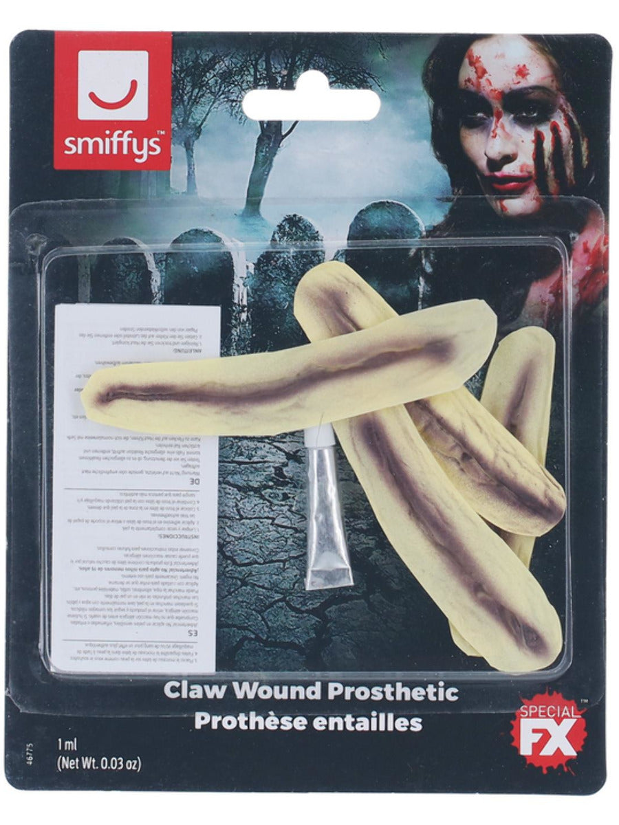 Smiffys Make-Up FX, Latex Claw Wound Scar, Red - 3