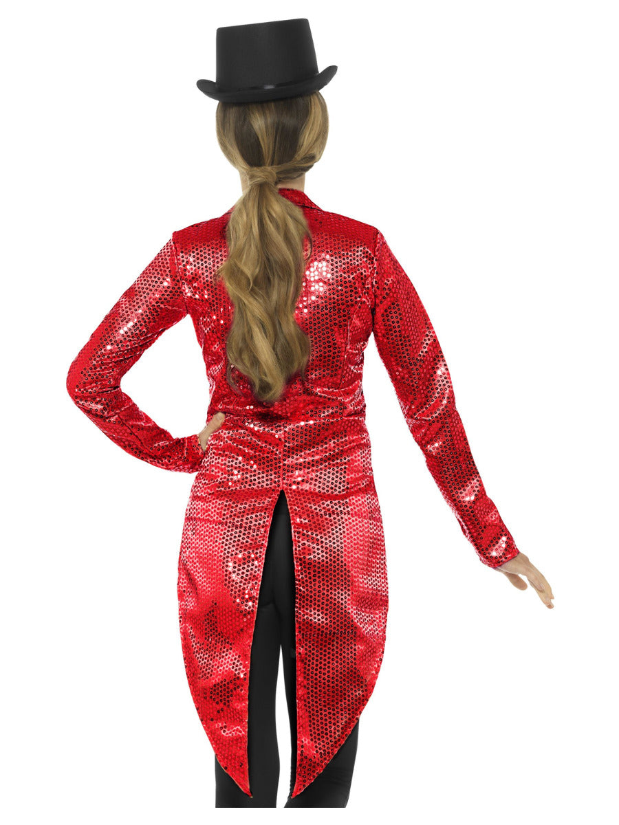 Sequin Tailcoat Jacket, Ladies, Red - 3