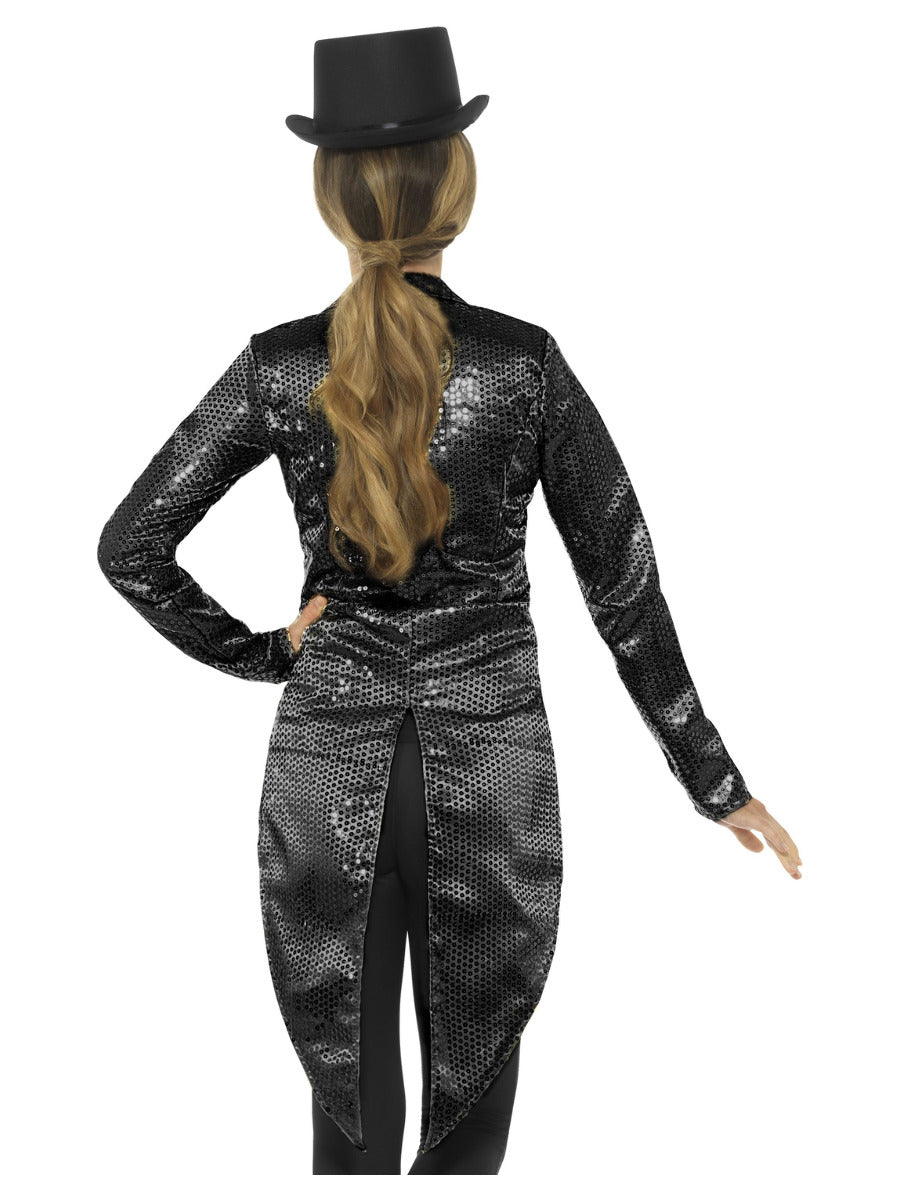 Sequin Tailcoat Jacket, Ladies, Black - 3