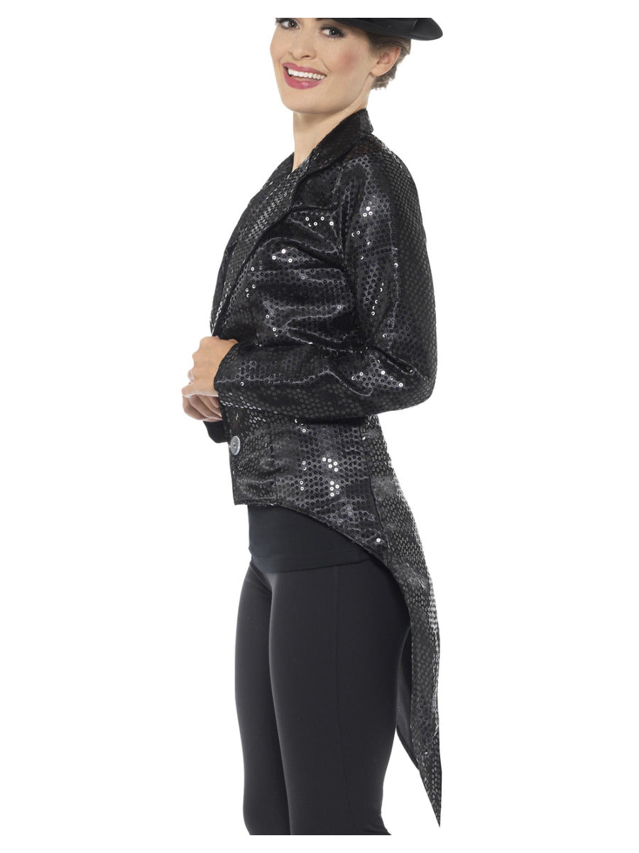 Sequin Tailcoat Jacket, Ladies, Black - 4