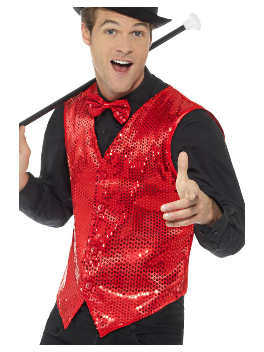 Sequin Waistcoat, Red - 1
