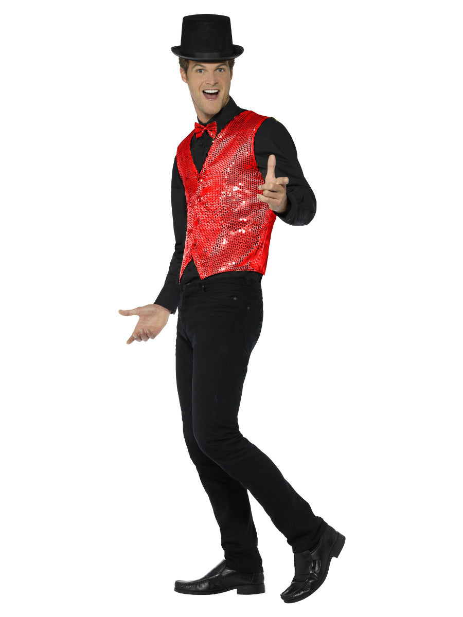 Sequin Waistcoat, Red - 4