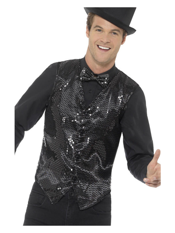 Sequin Waistcoat, Black - 2