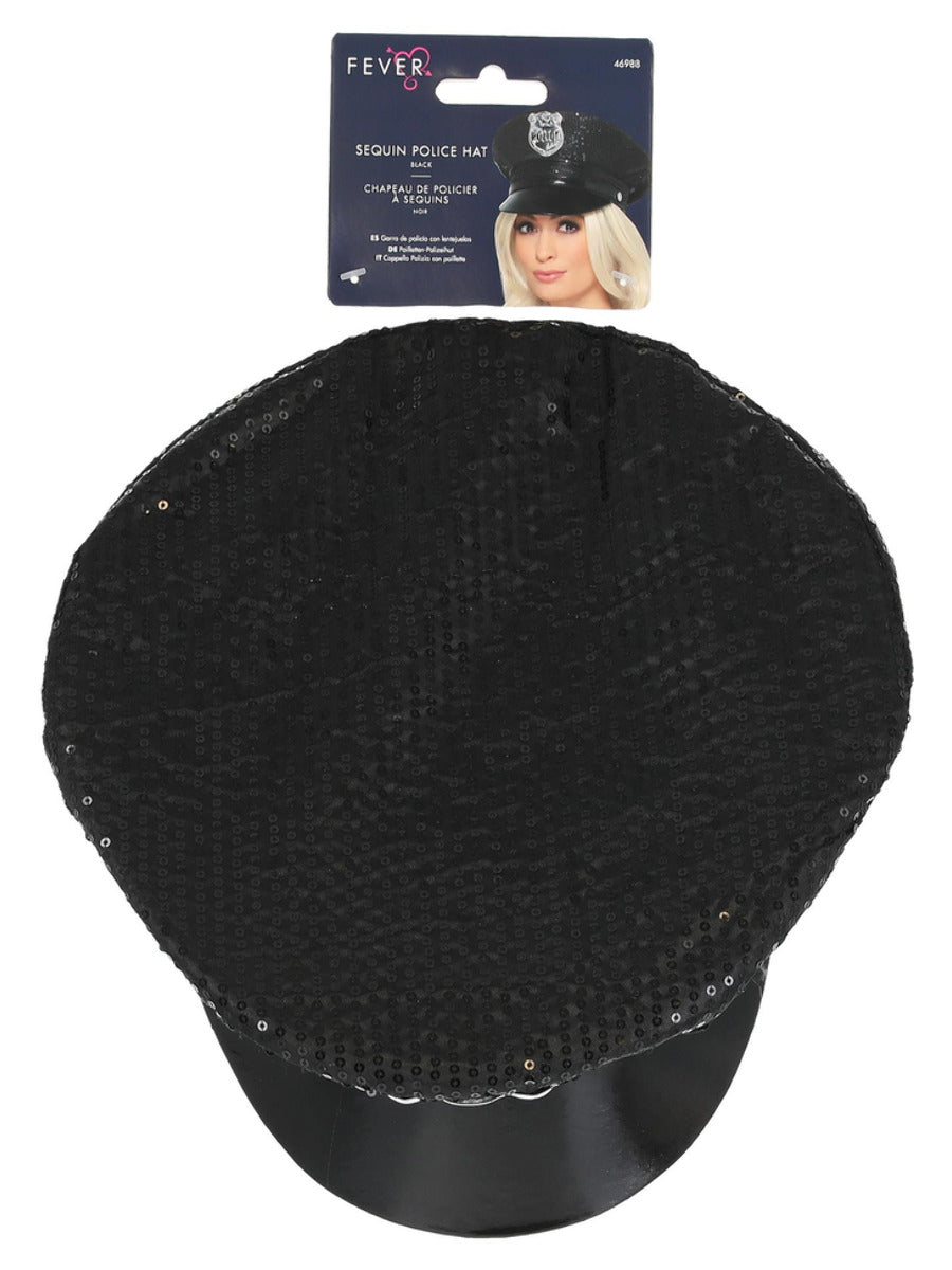 Fever Sequin Police Hat, Black - 3