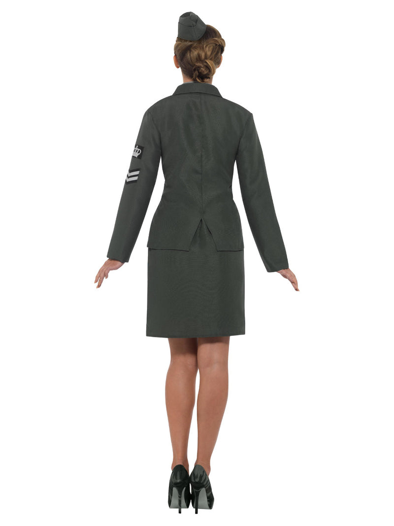 WW2 Army Girl Costume, Green - 3