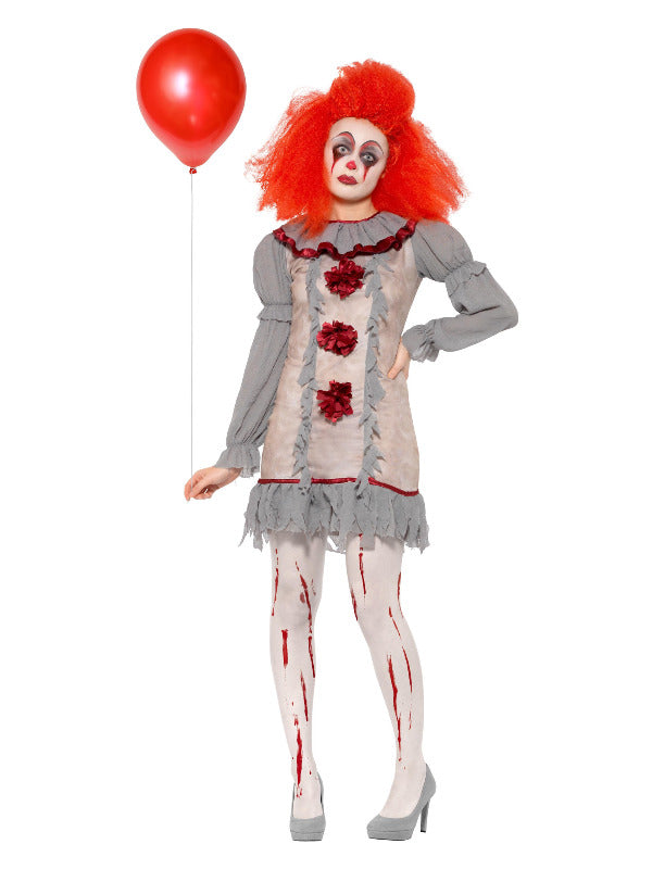 Vintage Clown Lady Costume, Grey & Red - 2