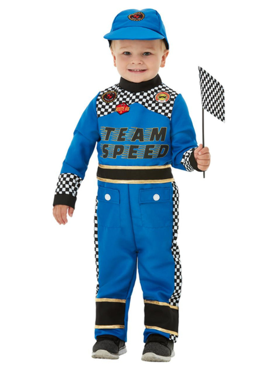 Toddler Racing Car Driver Costume, Blue - 1