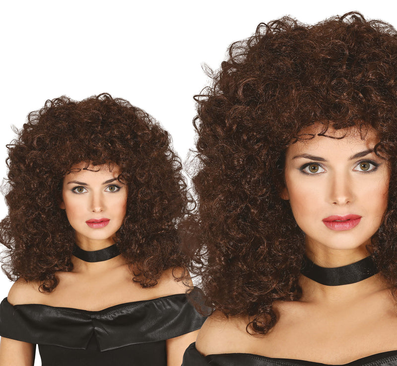 BROWN CURLY WIG IN BOX