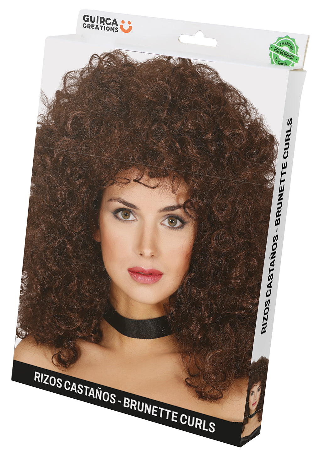 BROWN CURLY WIG IN BOX