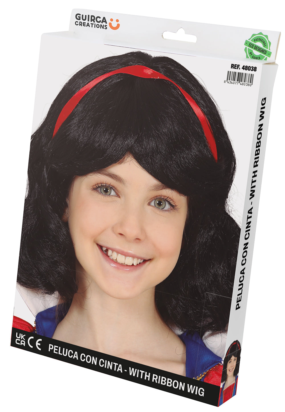 BLACK WIG WITH CHILD RIBBON IN BOX