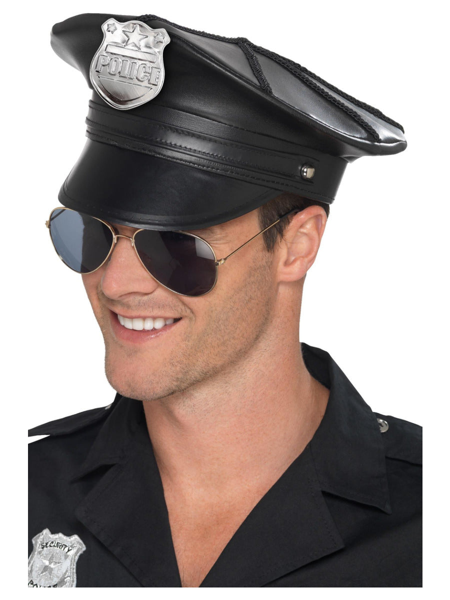 Deluxe Police Hat, Black - 1