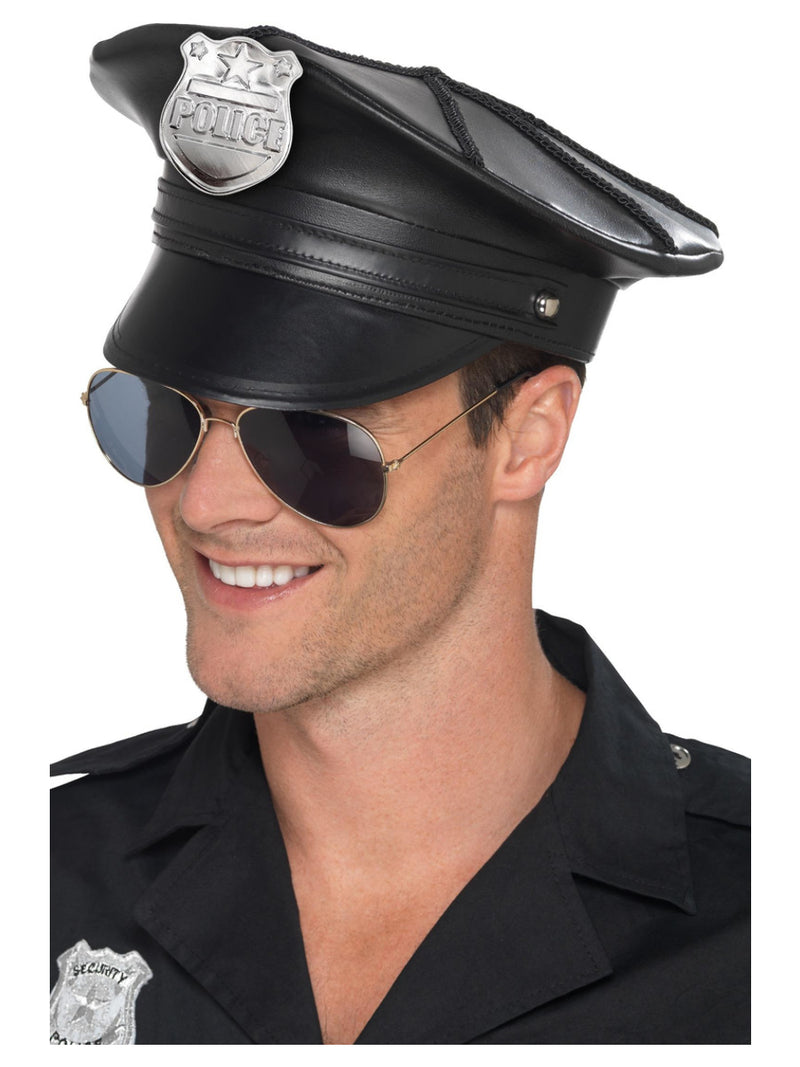 Deluxe Police Hat, Black - 1