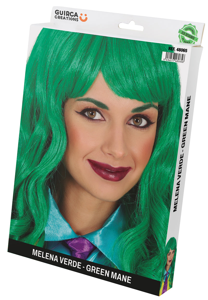 GREEN LONG WIG IN BOX