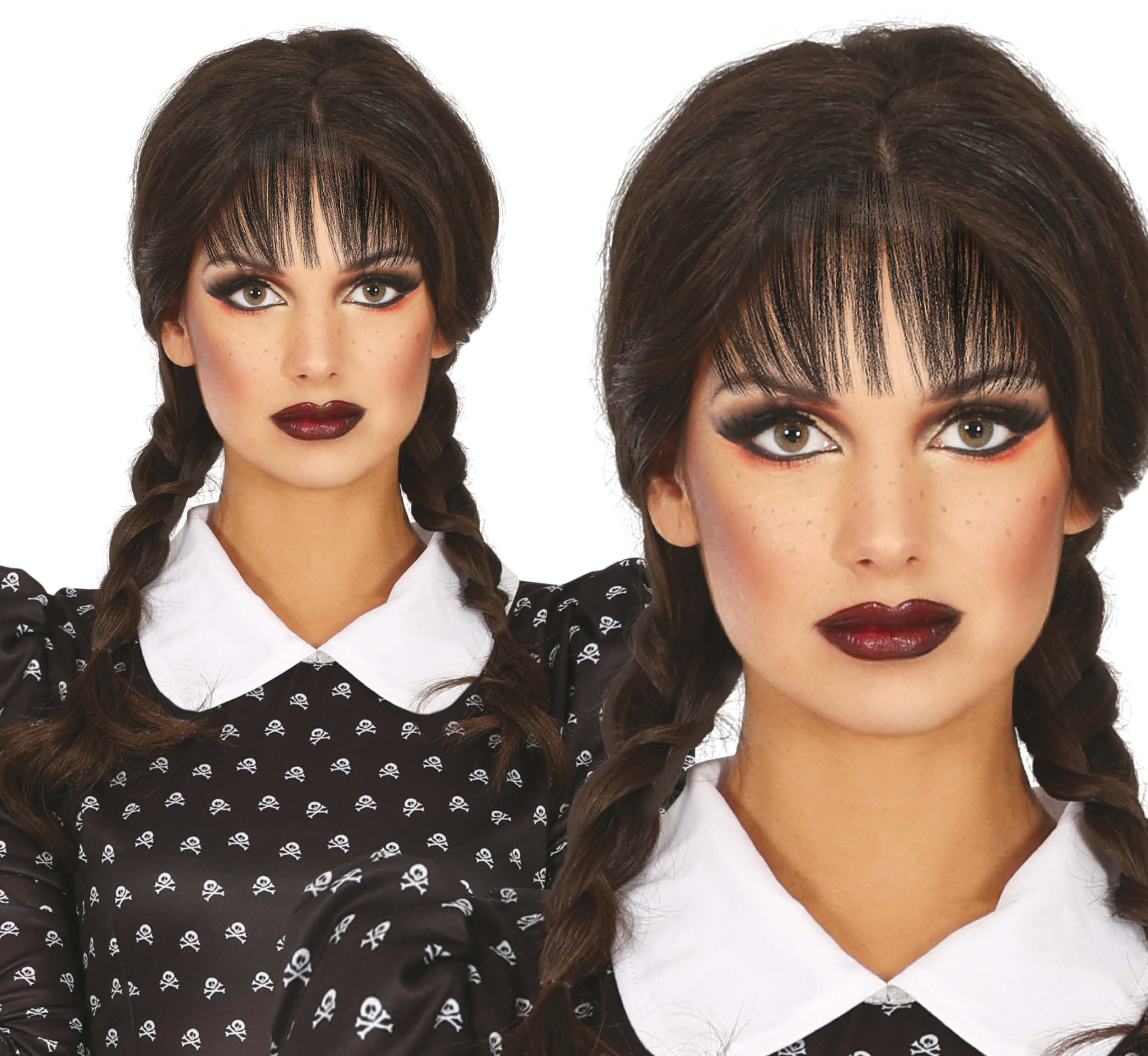BLACK BRAID WIG WITH BANGS, IN BOX