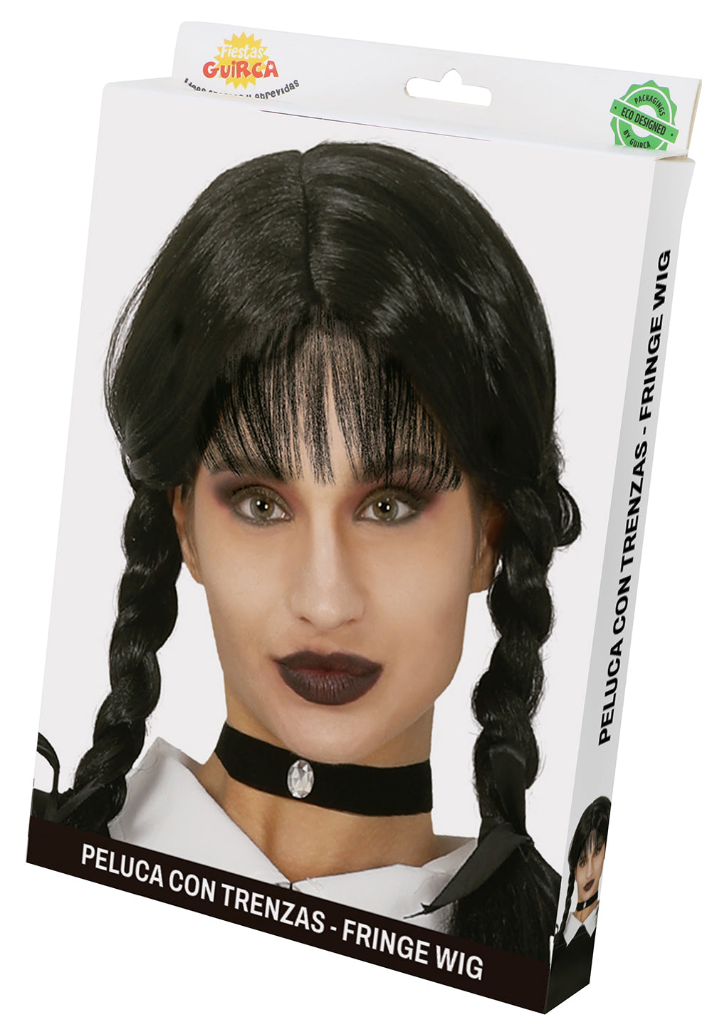 BLACK BRAID WIG WITH BANGS, IN BOX