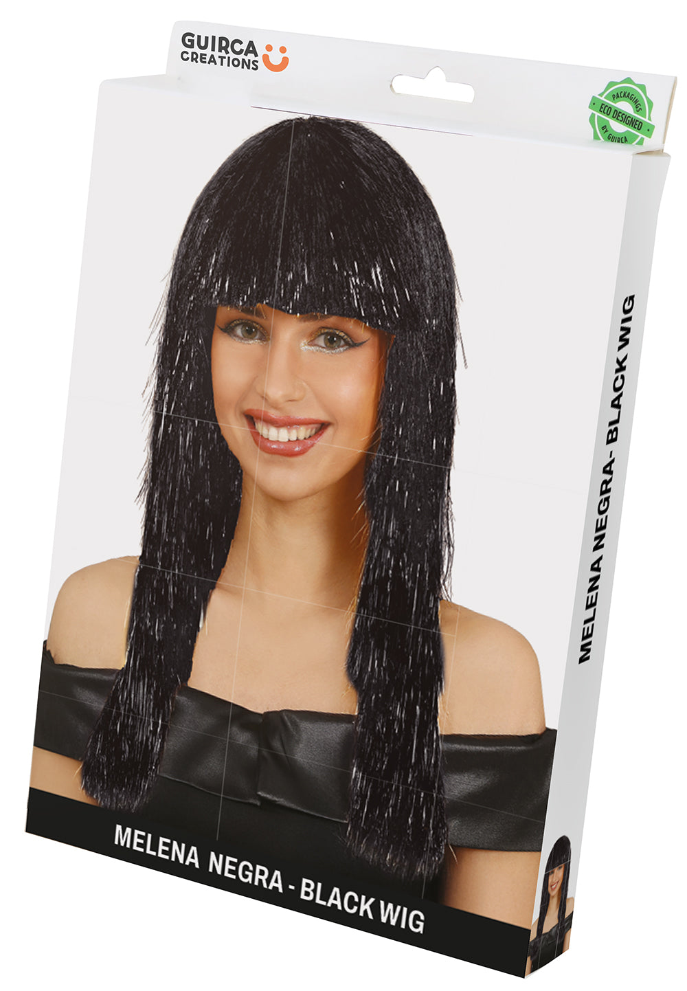 TINSEL LONG WIG, BLACK, ADULT