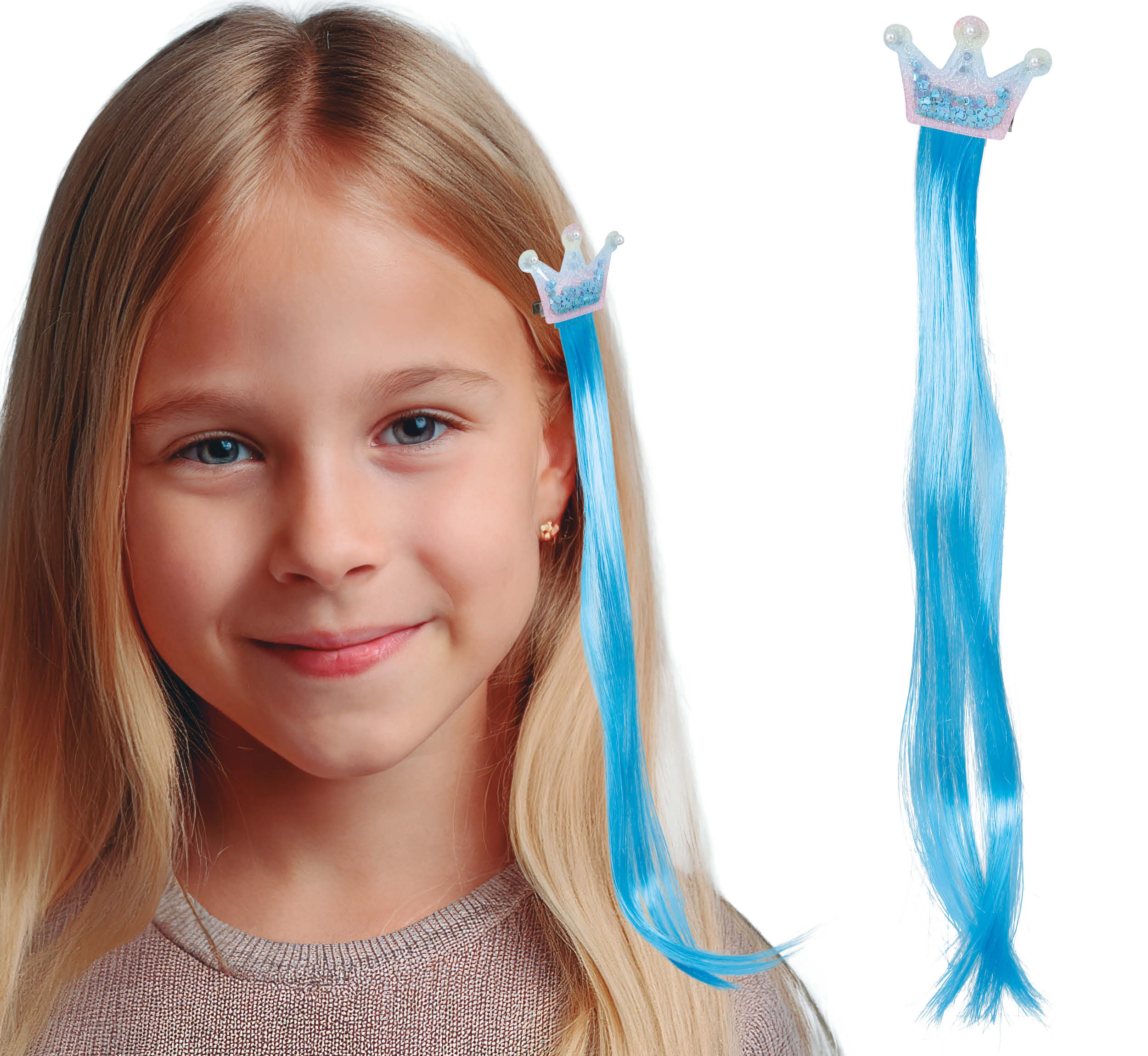 BLUE HAIR EXTENSION WITH CROWN 35 CM