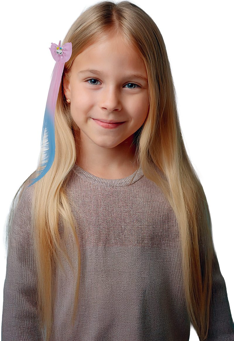 PINK HAIR EXTENSION WITH UNICORN 35 CMS
