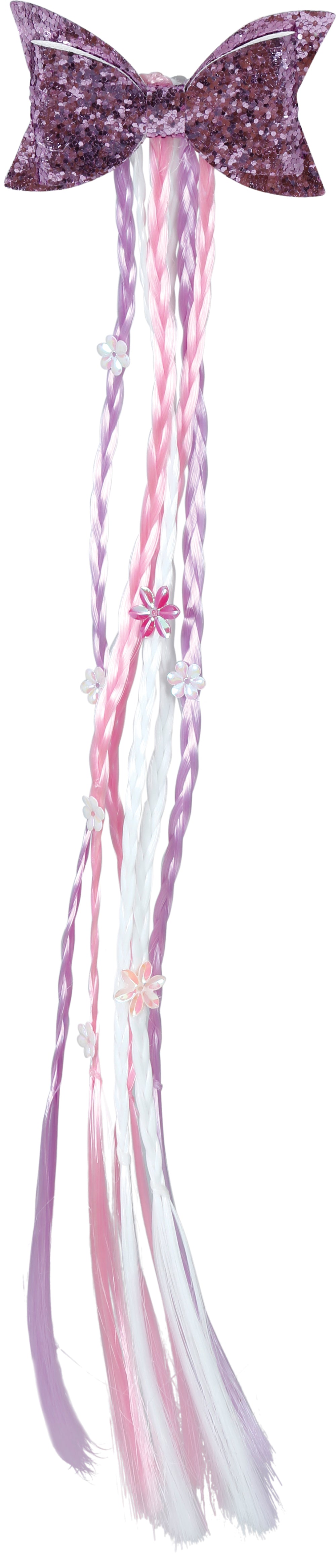 LILAC/PINK BRAIDED HAIR EXTENSION WITH BOW 30 CM