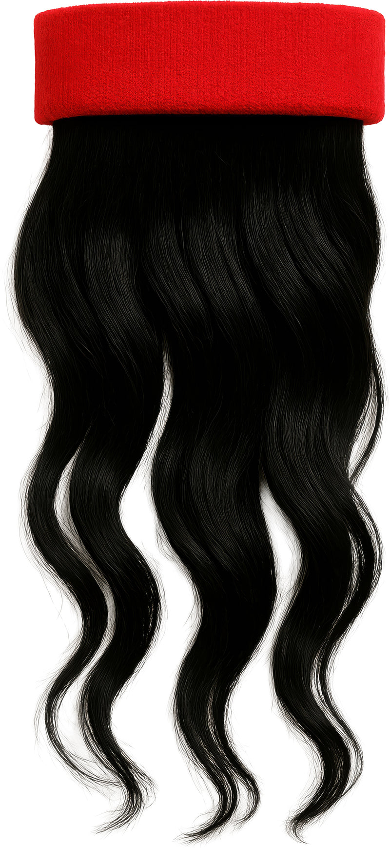 BROWN WIG WITH RED RIBBON, ADULT