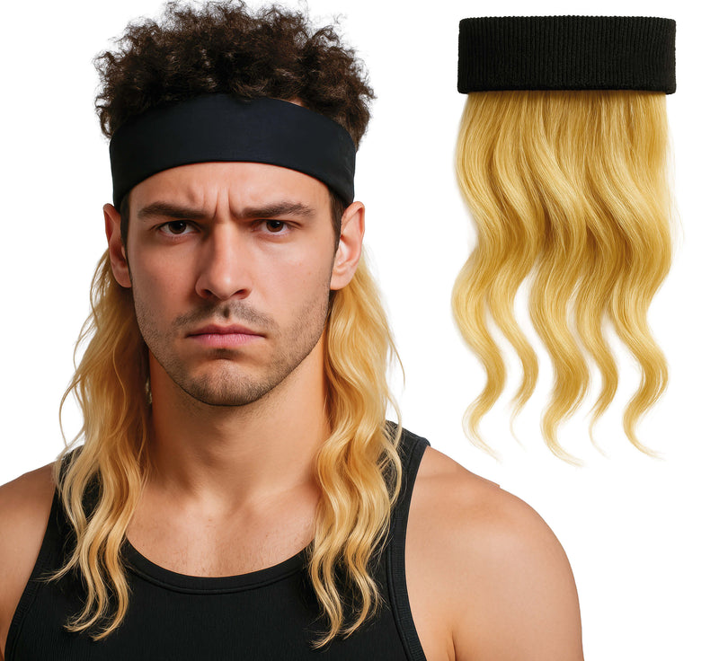 BLONDE WIG WITH BLACK RIBBON, ADULT