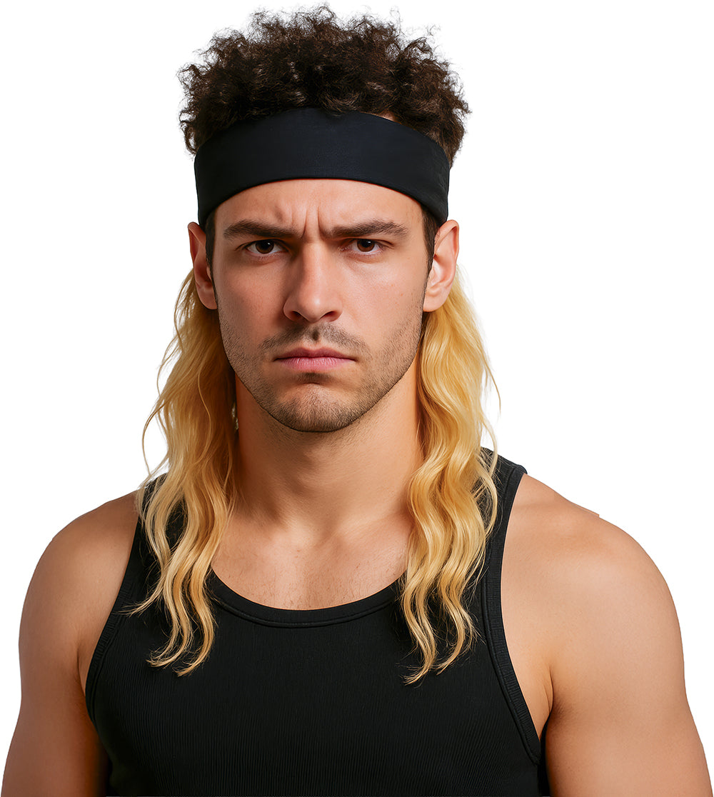 BLONDE WIG WITH BLACK RIBBON, ADULT