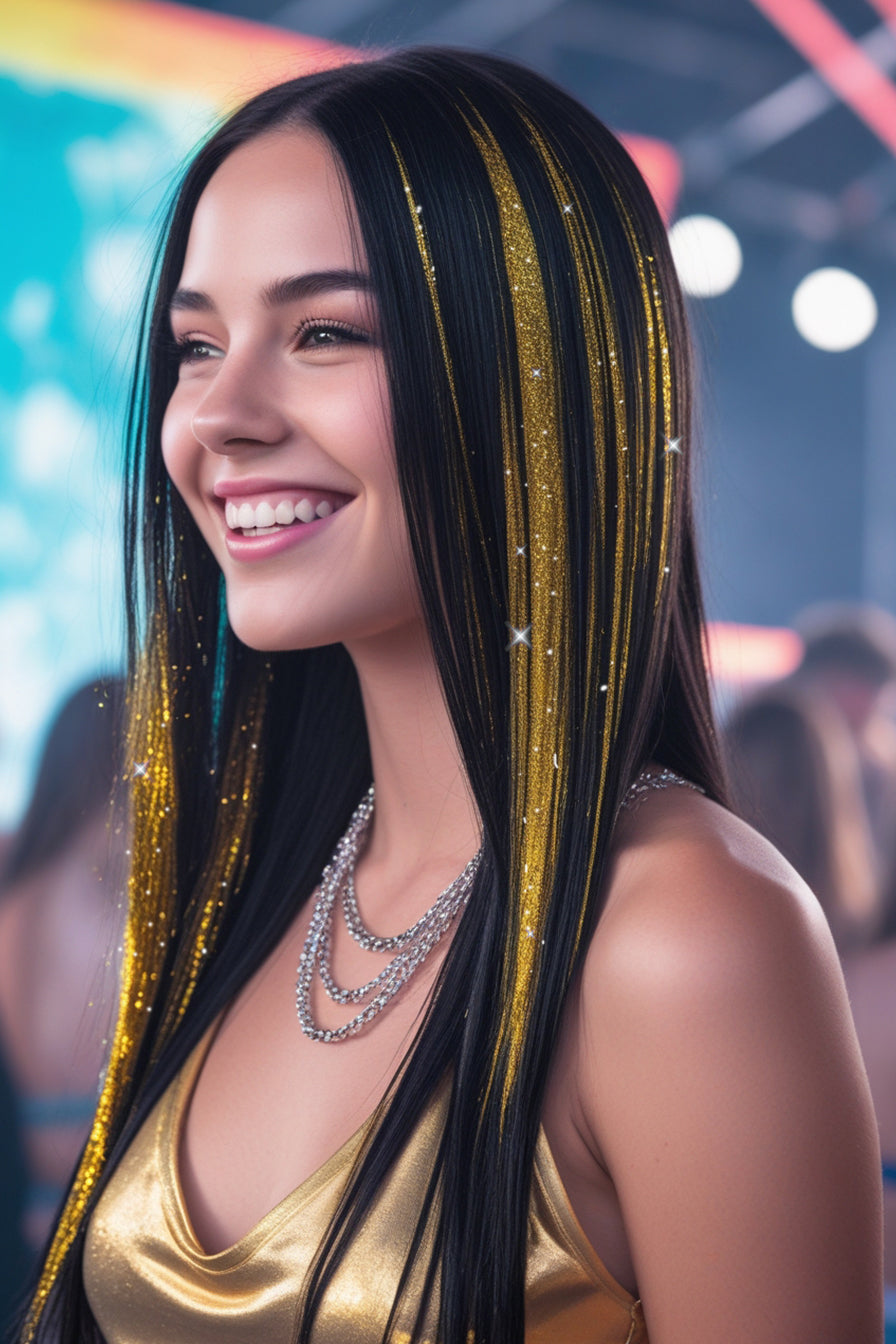3 TINSEL HAIR EXTENSIONS 50 CM