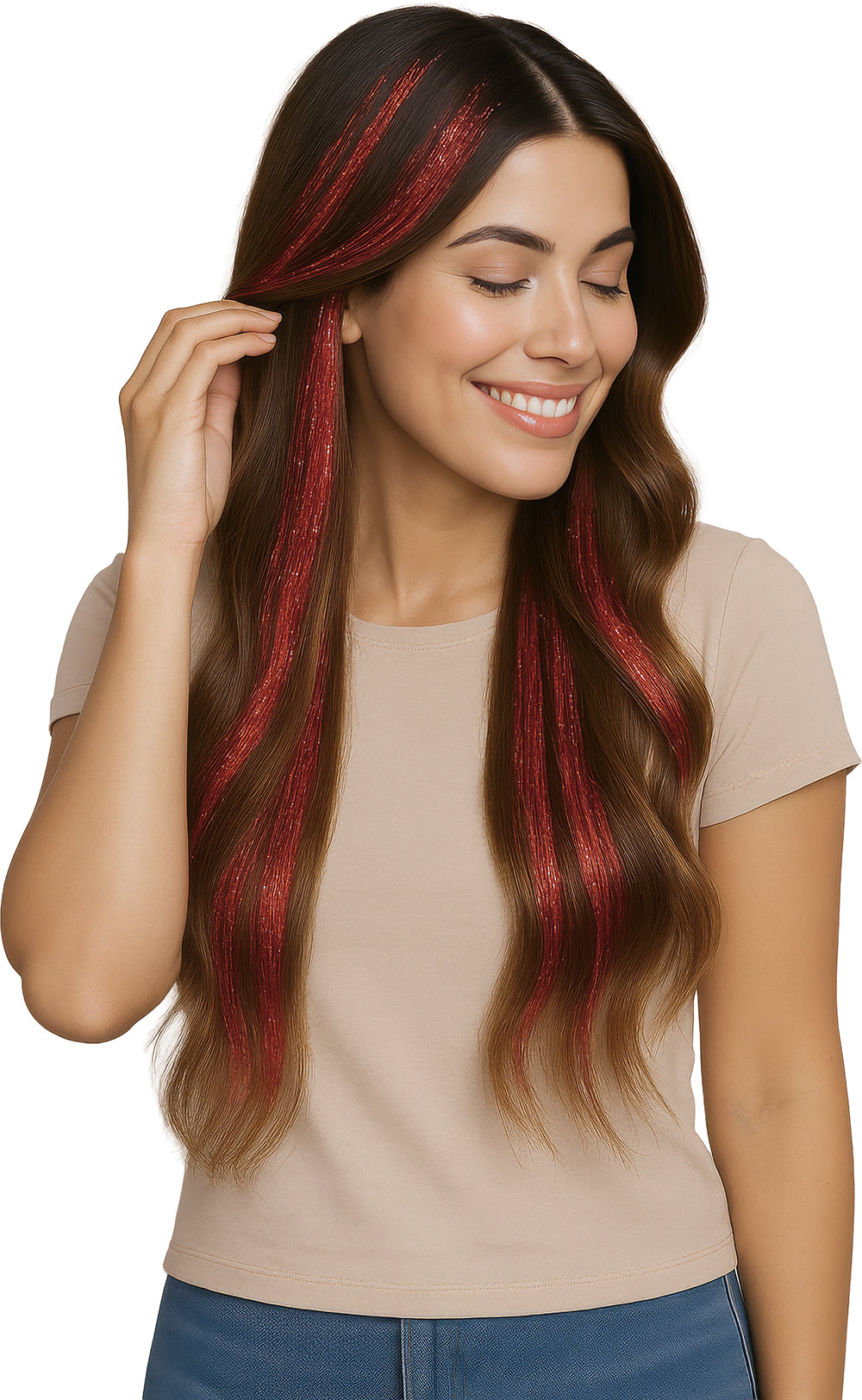 3 TINSEL HAIR EXTENSIONS 50 CM