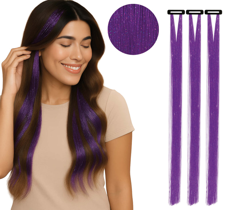 3 TINSEL HAIR EXTENSIONS 50 CM
