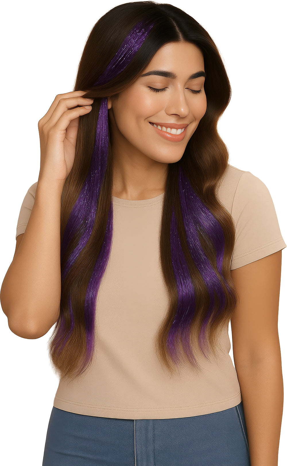 3 TINSEL HAIR EXTENSIONS 50 CM