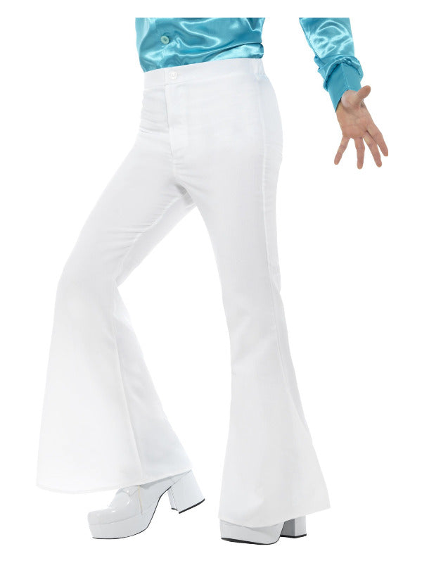 Flared Trousers, Mens, White - 2