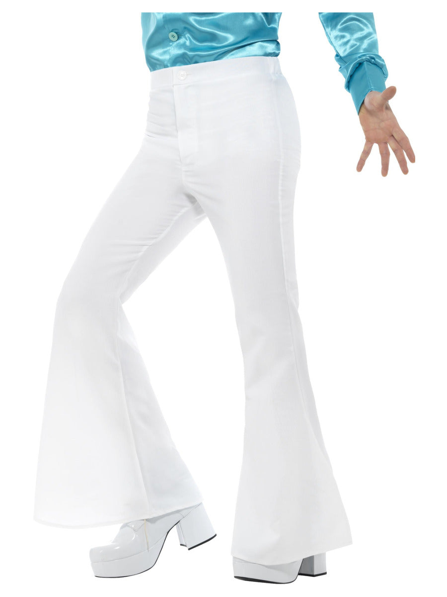 Flared Trousers, Mens, White - 1