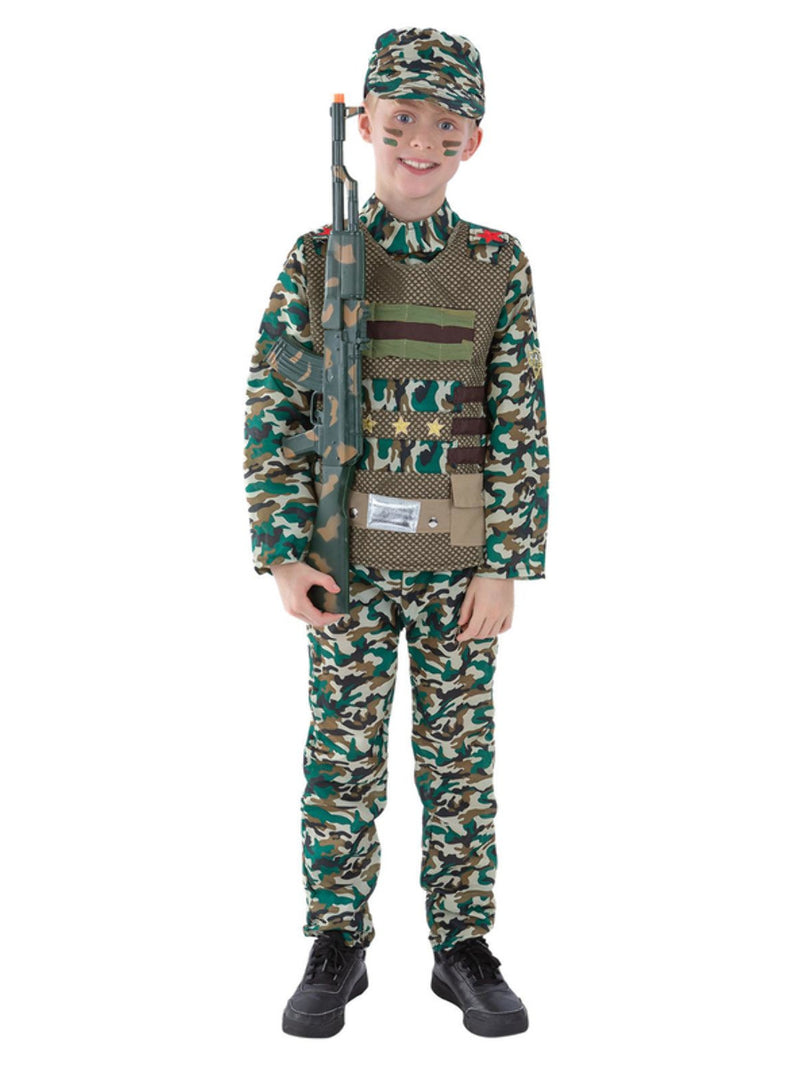 Camouflage Military Boy Costume, Green - 1