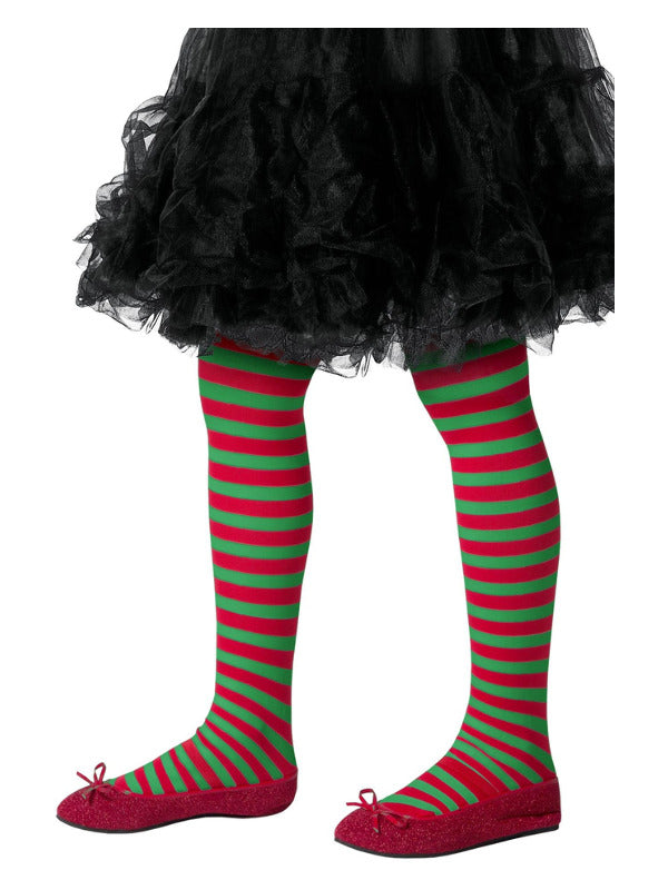 Striped Tights, Childs, Red & Green - 2