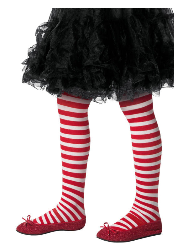 Striped Tights, Childs, Red & White - 2