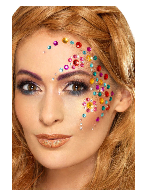 Smiffys Make-Up FX, Rainbow Jewel Face Gems, Multi - 2