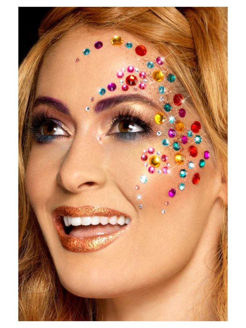 Smiffys Make-Up FX, Rainbow Jewel Face Gems, Multi - 4